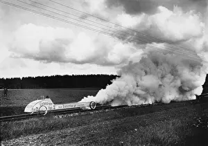 Valier: Test drive of the rocket car RAK 2, 1928