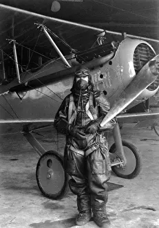 Googles: Test pilot Paul King in a fur lined leather flying