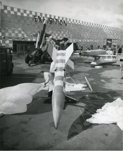 Guided: A test rocket used to demonstrate the parachute recover?