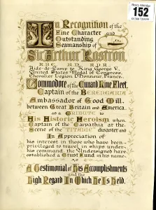 Rostron: Testimonial to Captain Rostron of the Carpathia