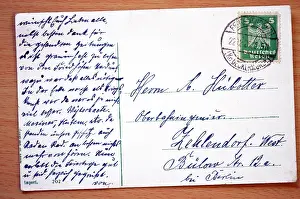 Address: Text of a postcard message written in Weimar Germany
