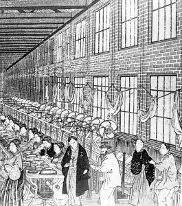 Manufactory: textile factory in Japan, around 1900