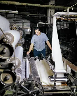 Carding: Textile Man Working Watching Operating Wool Carding