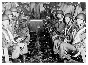 Paratroop: Thai paratroop trainees seated in the jump-ship
