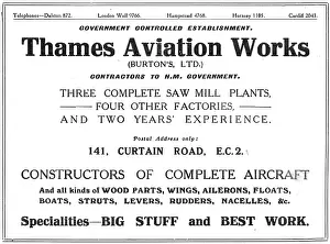 Sawmills: Thames Aviation Works.- Burtons Ltd. Sawmills