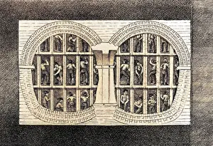 Tunneling: Thames Tunnel cross section during construction
