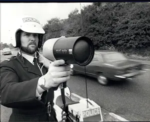 Patrolman: Thames Valley policeman using speed reading equipment