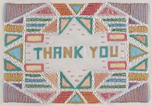 Triangles: Thank You embroidery with squares and triangles