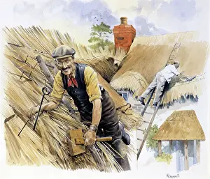 Neckscarf: Two thatchers at work