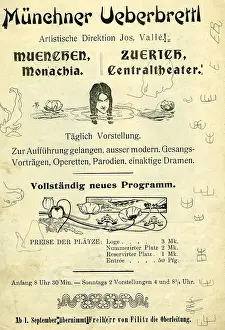 Handbill: theater, handbill, Munchner uberbrettl, circa