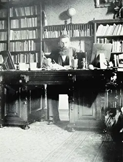 Photogaphy: Theodor Herzl on his desk in his study
