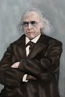 Archaeologist: Theodor Mommsen (1817-1903). Colored engraving