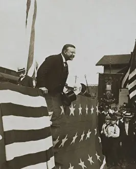 Brattleboro: Theodore Roosevelt delivering a speech, Brattleboro