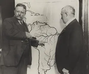 Tributary: Theodore Roosevelt pointing at the area explored