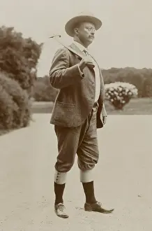 Knickerbockers: Theodore Roosevelt as a woodchopper, wearing knickerbockers