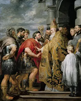 Theodosius: Theodosius and St Ambrose, by Rubens