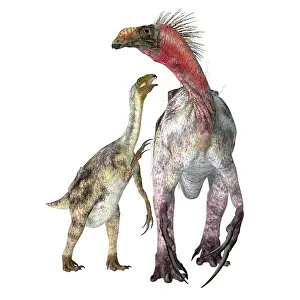 Claw: Therizinosaurus dinosaur with juvenile