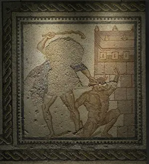 Labyrinth: Theseus and the Minotaur. Roman mosaic panel