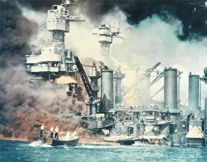 Lcgr1309: Thick smoke rolls out of the burning USS West