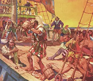 Pinzon: Thirsty Sailors Drinking Water from a Bucket