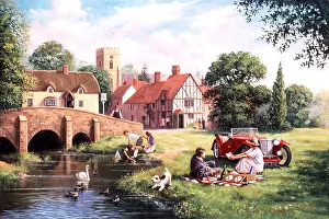 Thirties Sunday with river and picnic