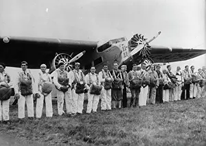 Parachutists: Thirty parachutists at a flight sports