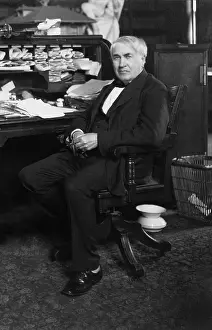 Spittoon: Thomas A. Edison (1847-1931) at his desk ?
