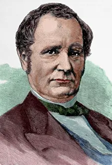 Representative: Thomas Andrews Hendricks (1819-1885). Engraving. Colored