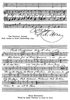 Rule: Thomas Augustine Arne (1710-1778). Top: A version