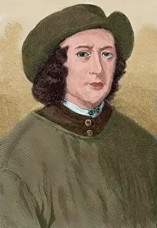 Charcoal: Thomas Britton (1657-1714). Colored enEngraving