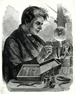 Edison: Thomas Edison, American inventor, at work
