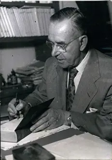 Bookstore: Thomas Mann, German writer, at book signing, Paris