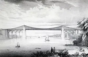 1826: Thomas TELFORD'S suspension bridge over the Menai