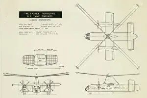 Turboprops: Three-view drawing of a Fairey Rotodyne