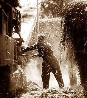 Haymaking: Threshing machine