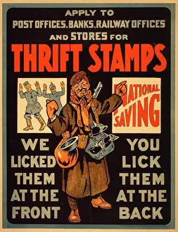 Lick: Thrift stamps. We licked them at the front, you lick them at