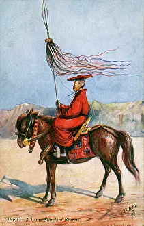 Landor: Tibet - A High Lama Standard Bearer