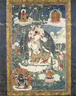 Guimet: Tibetan tanka with an illustration of a relaxed