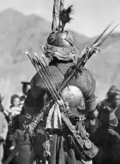 Tibet: Tibetan warrior in Lhasa, 1938