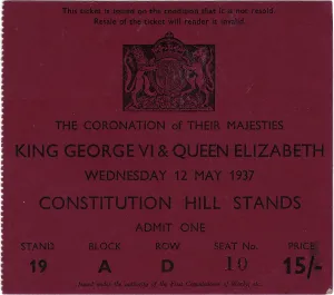 Ticket: Ticket to The Coronation of King George VI