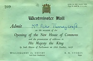 Ticket: Ticket for Westminster Hall opening