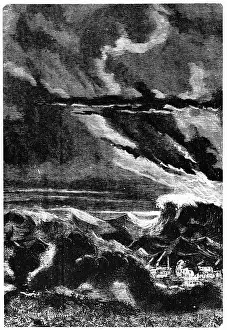 Caused: Tidal wave caused by the launch of the space capsule