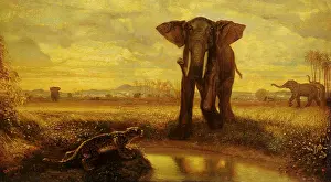 Decamps: Tiger and Elephants at the Source