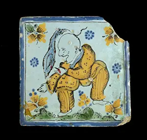 Chinaman: Tile with a grotesque Chinaman