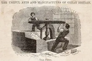 Pressing: Tile press for making tiles