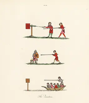 Moveable: Tilting at quintain, 14th century