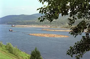 Rafting: Timber rafting on Yenisey River, 1982