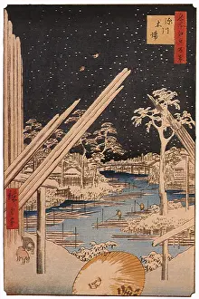 Logs: Timberyard, by Hiroshige