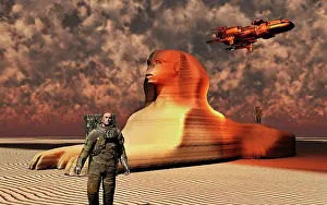 Mythical: A time traveler visiting the ancient Egyptian sphinx