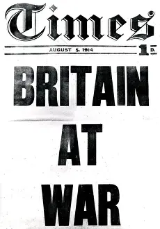 Announcing: Times newspaper headlines, Britain at War, WW1